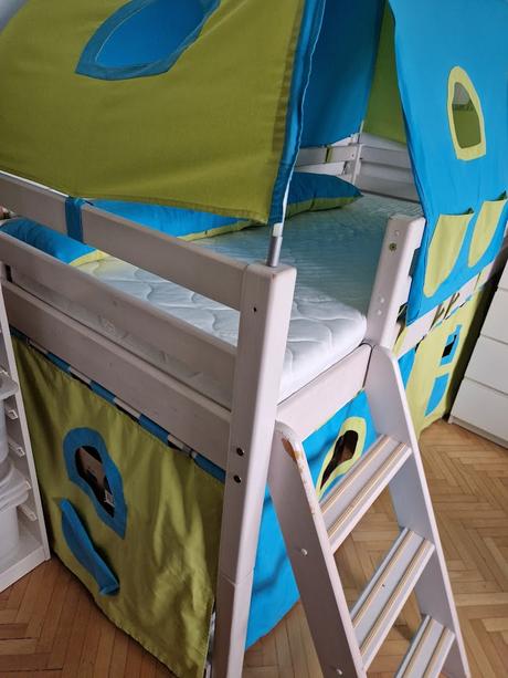 Zvýšená dětská postel domestav domino, šířka (cm): 90,délka (cm): 200