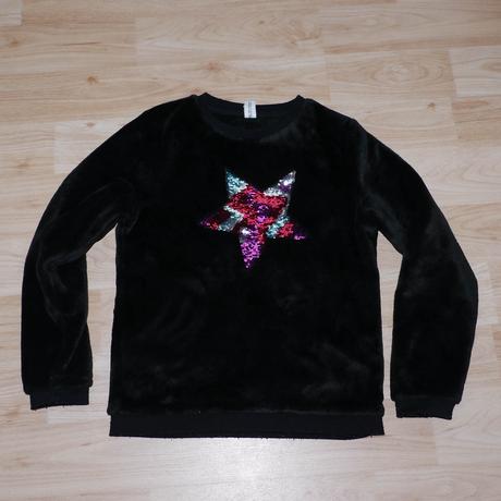 Plysova mikina cerna s hvezdou yigga 146/152, yigga,146