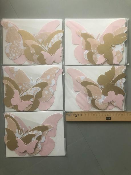 3d dekorace motýli pudrová růžová zlatá zeď strop, 