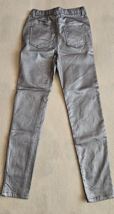 Dívčí strečové stříbrné kalhoty, vel.152, reserved, reserved,152