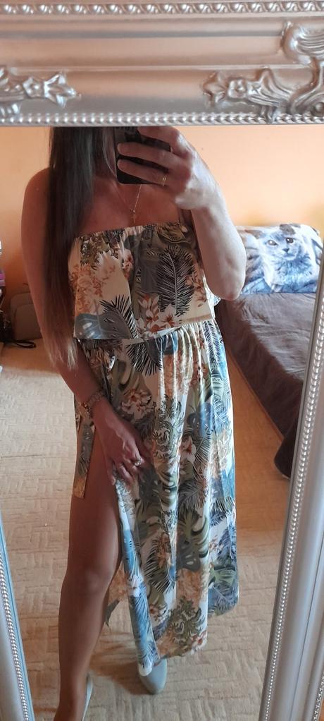 Shein tropický plážový set top s maxi sukní, l