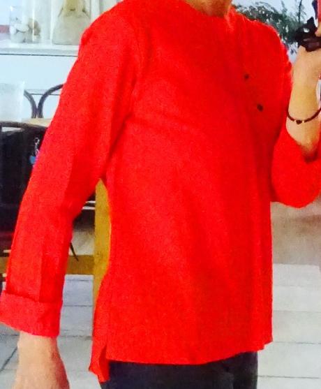 Červená bavlněná halena, xs