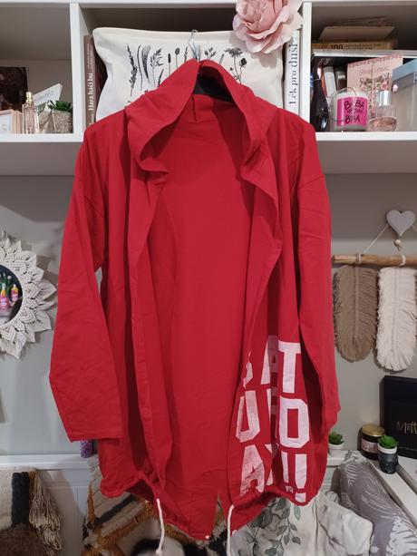 Mikinový kardigan s potiskem na zádech m/l, l