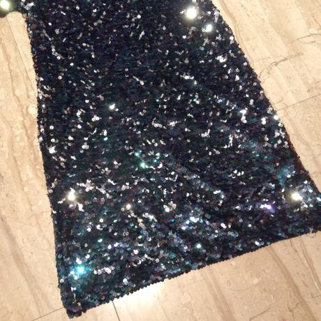 Modro-stříbrné šaty s překlápěcími flitry, primark,140