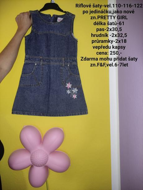 Riflové šaty+zdarma šaty navíc, 116