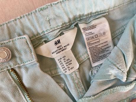 Světlé džíny široké wide high waist 140 9-10 let, h&m,140