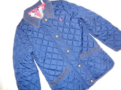 Luxusní modrý prošívaný kabát joules 122/128, 122