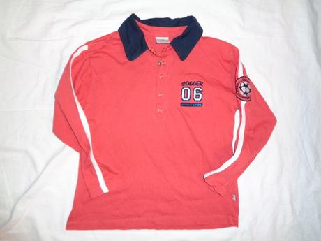 Luxusní hnědočervené tričko s límečkem, 128