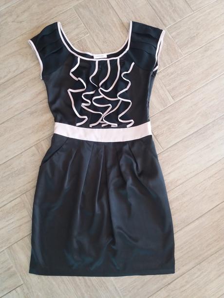 Saténové černé šaty se starorůžovými detaily orsay, orsay,xs