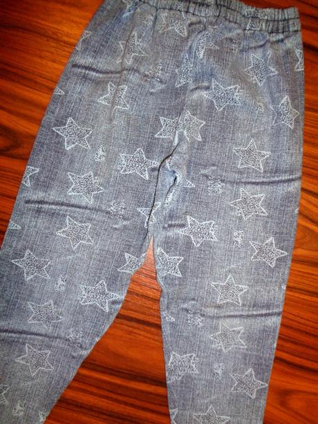 Luxusní teplé hvězdičkové legíny alá riflovina, 128