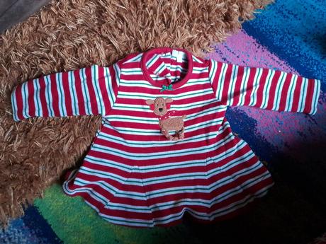 Vánoční tričko pruhované se sobem 6měsíců, 80