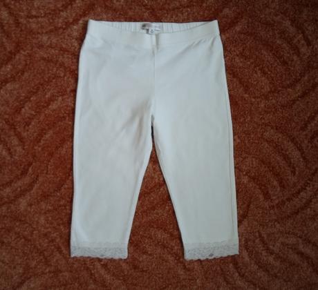 Bílé 3/4 legíny s krajkou, marks & spencer,140