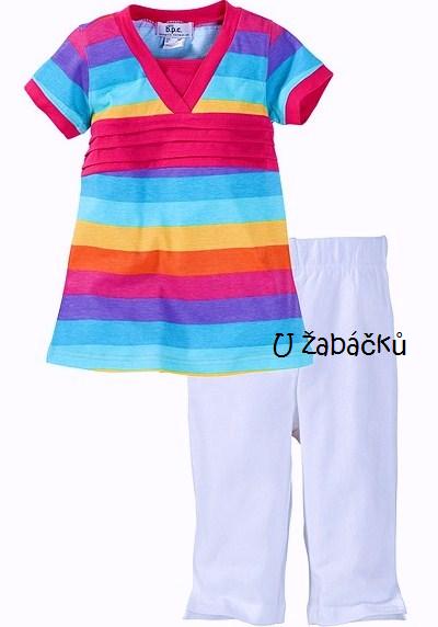 Dívčí komplet pruhovaná duhová tunika + legíny, bonprix,104 / 110