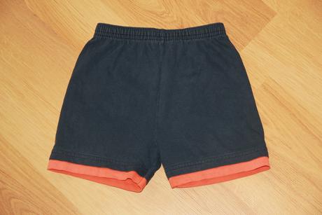 Šortky, kraťasy - modré, oranžový lem, vel. 92-98, 92