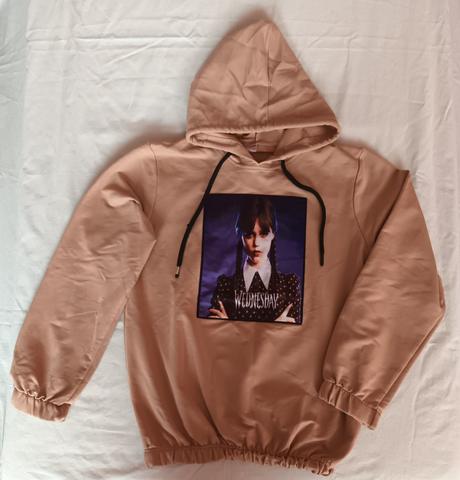 Dívčí mikina krémová s kapucí wednesday, 176