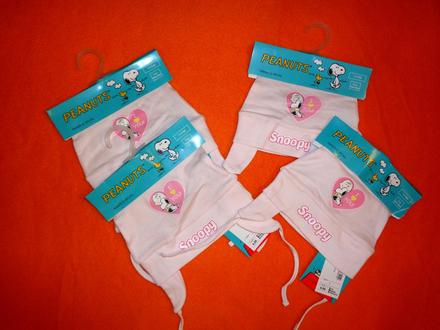 Kouzlené růžové bavlněné čepičky snoopy, disney,68