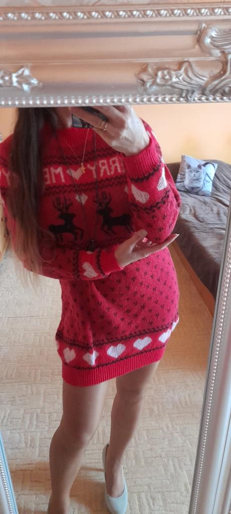 Shein vánoční svetrové šaty se soby, l