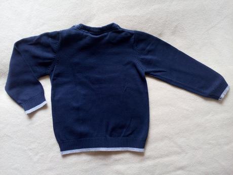 Bavlněný modrý svetr s autem, baby club,92