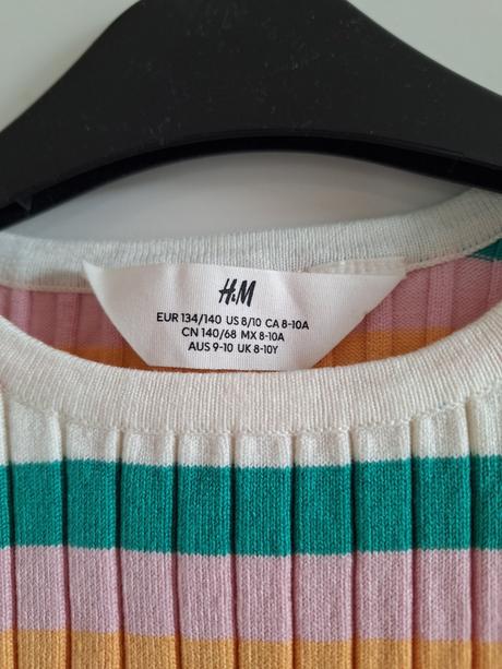 Tílko top crop top žebrované tílko vel. 134, h&m,134