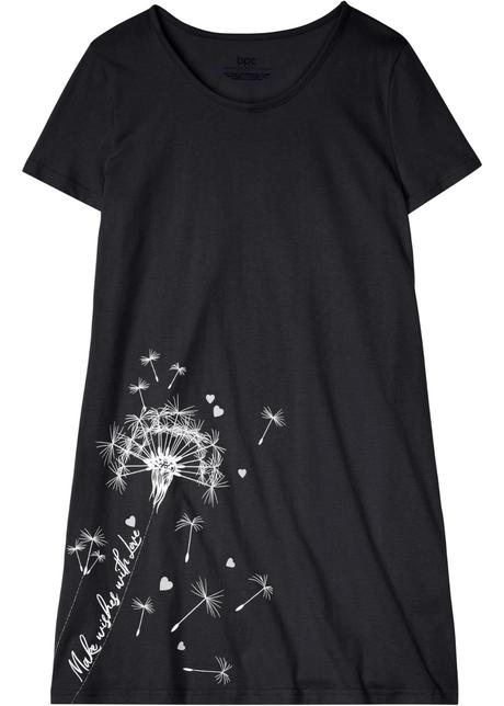 Noční košile s pampeliškou černá vel. s 36/38, bonprix,36 / 38 / s