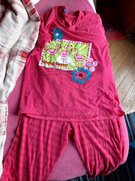 Pyžamo tříčtvrťáky s plameňákem starší, 128