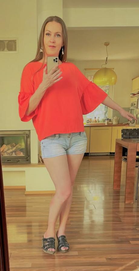 Oranžová halenka, vel l, stradivarius, stradivarius,l