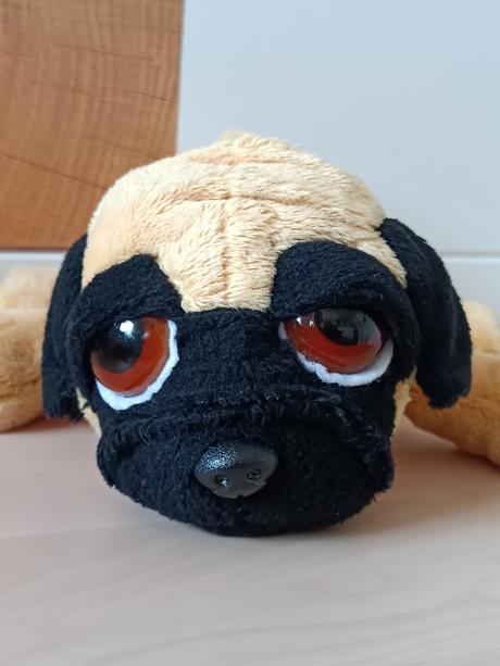 Plyšový pejsek mops vykulínek,