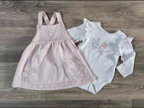 Dívčí laclové šaty + body komplet 9-12m disney, da, primark,74