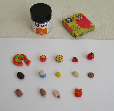 Jídlo do kuchyňky - miniatury z fimo hmoty 14 ks, 