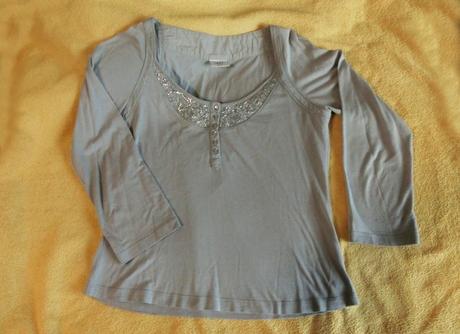 Šedé tričko šedý top dlouhý rukáv třpytky, next,s