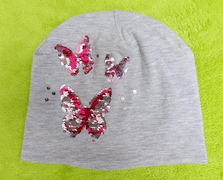 Jarní čepice s flitrovými motýly, h&m,92