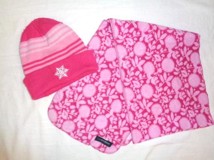 Teplá čepice s vločkou + flízová šála, 128