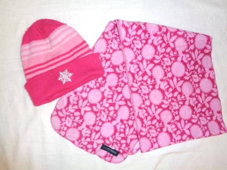 Teplá čepice s vločkou + flízová šála, 128