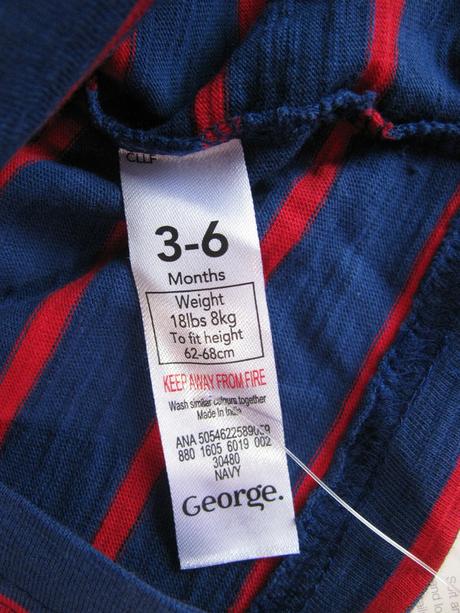 Modré bavlněné tričko s červeným pruhem, george,68