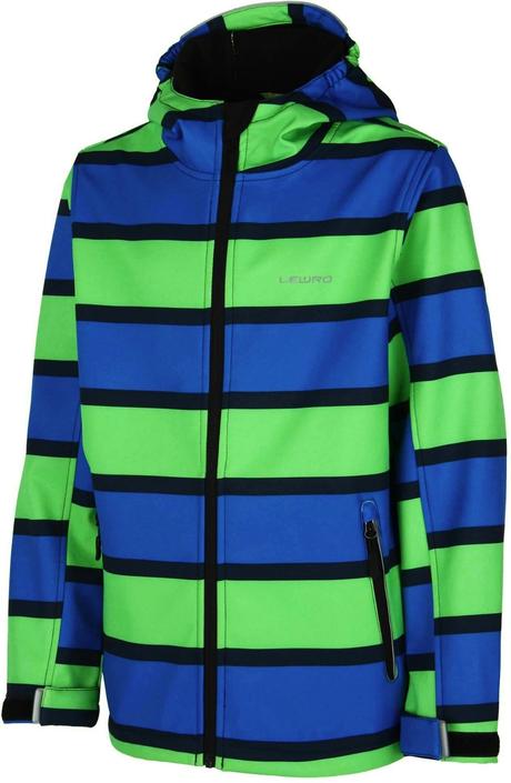 Pruhovaná softshellová bunda lewro zelená / modrá, lewro,128 / 134