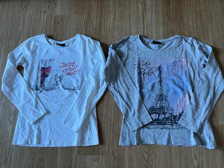 Dívčí set - kalhoty + 2 trika - f&f, vel. 134/140, 122–134