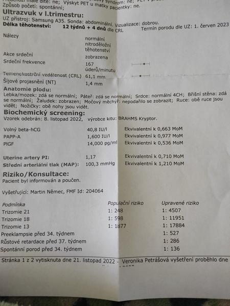 Screening 1. trimestru. Je vše v pořádku?