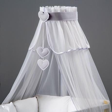 Voálová nebesa bílá - srdíčka - více barev, délka (cm): 160