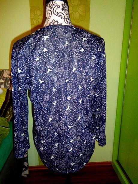 Krásná vzdušná modrá košile s ptáčky, h&m,m