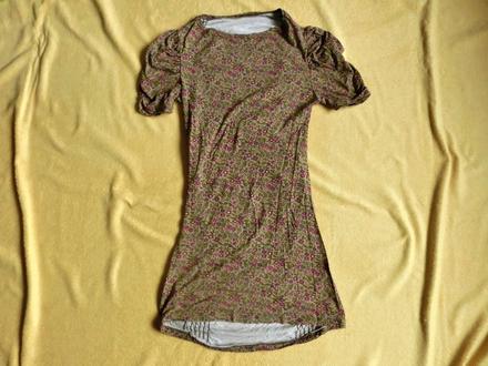 Květované mini šaty krátký rukáv řasené, s