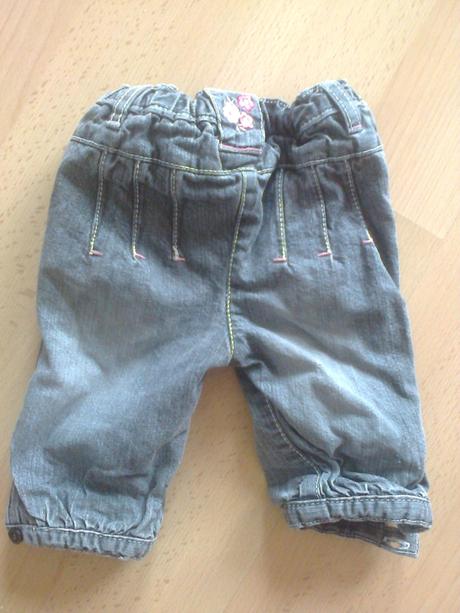 Džínečky vyteplené s výšivkama, c&a,62