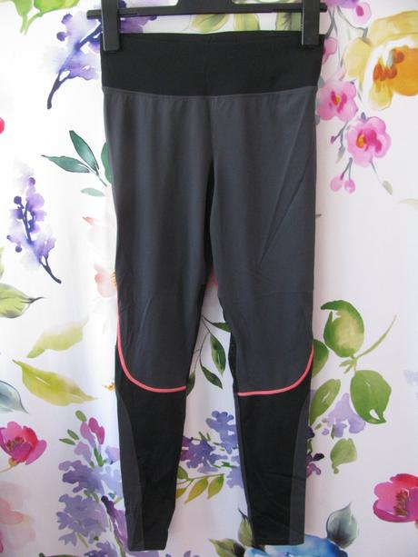 Sportovní elastické černo šedé legíny, xs