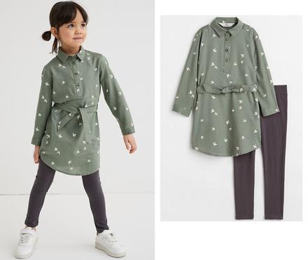 Holčičí komplet h&m košilové šaty + legíny vel.122, h&m,122