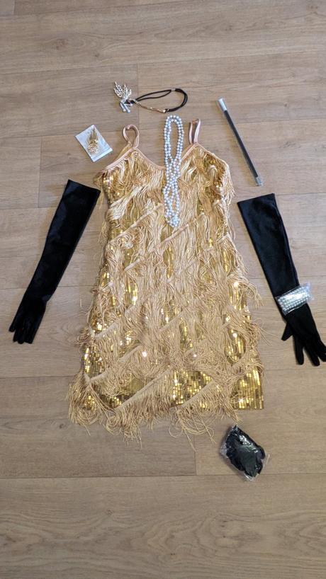 Ka190 zlaté vintage šaty 20 - tá léta vel. m, 38,