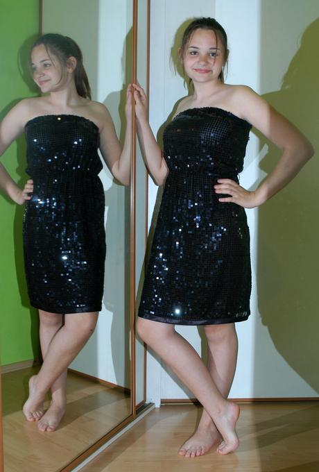 Slavnostní černé flitrové dívčí šaty, taneční, topshop,36