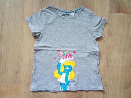 Tričko, šmoulinka, vel 98/104, top stav, 104