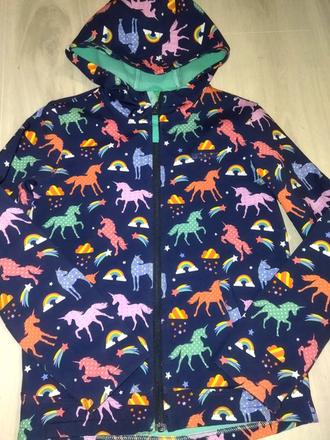 Jarni, podzimní bunda softshelová s jednorožci s p, mountain warehouse,140