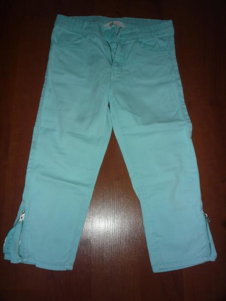 Světle tyrkysové 3/4 kalhoty h&m vel.140/146, h&m,140