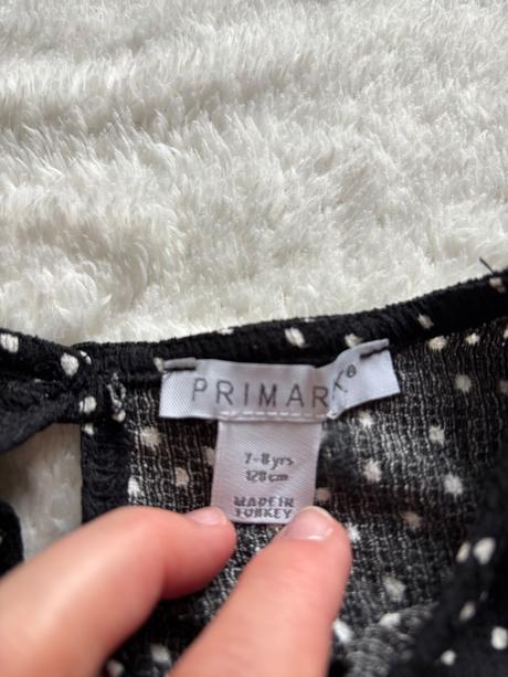 Ob/ krásný overal černý s puntíky - v.7/8 let, primark,128