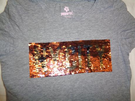 Šedé tričko s obousměrným flitr nápisem 146/152, pepperts,146